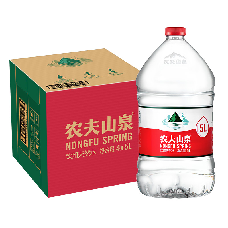 百亿补贴 农夫山泉饮用天然水4L*4桶整箱家庭大瓶桶装5L饮用水